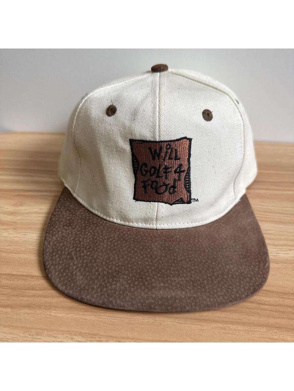 Vintage Will Golf 4 Food Strapback Hat Suede Brim Men’s
